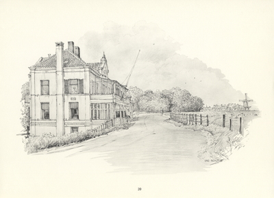 817475 Gezicht op de voorgevel van het veerhuis (Lekdijk Oost 10) met op de achtergrond de stad Wijk bij Duurstede met ...